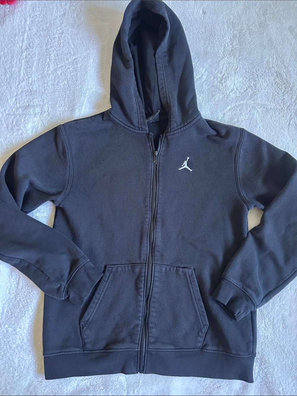 Nike Black Kids Zip-Up Hoodie with White Jumpman Logo